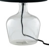 Lampada da tavolo nera in stoffa e base in vetro