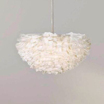 Lampadario bianco cascata di delicate piume 60x30  42432