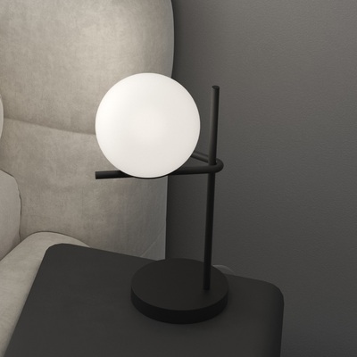 Lampada comodino tavolo nera sferetta bianca 1201/P-NE HOLLY TOP LIGHT