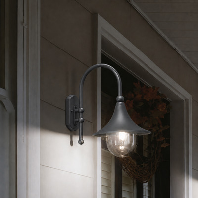 Applique da esterno antracite braccio curvo per facciate e porticati CIMA AP1 ANTRACITE IDEAL LUX