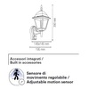 Misure Lampione applique da esterno nero con sensore di movimento regolabile  43634