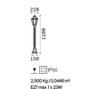 Misure Palo da esterno con lanterna bianca alto 1,10 m DAFNE PT1 BIANCO IDEAL LUX