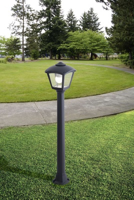 Palo da giardino nero 94,5 cm lanterna in resina antiurto IP55  45497