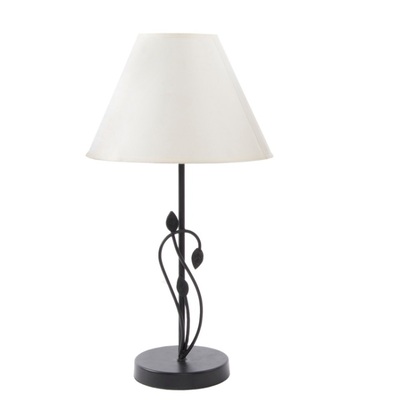 Lampada da tavolo in ferro nero foglie paralume avorio alta 45,5cm 41810 LUCI E COLORI