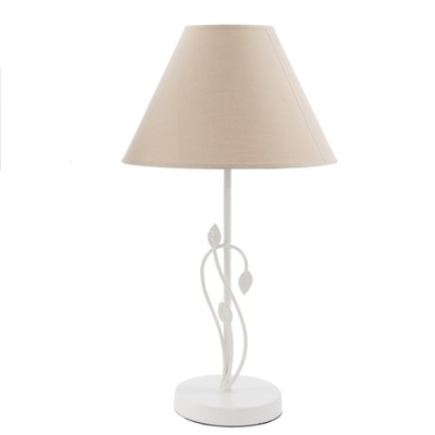 Lampada tavolo shabby bianca paralume tortora alta 45,5cm 41811 LUCI E COLORI
