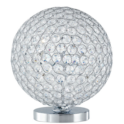 Lampada da tavolo a sfera 25cm cristalli incastonati in maglia metallica 42308 LUCI CRISTALLI