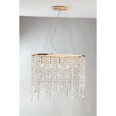 Lampadario 5 luci oro lucido con gocce di cristallo 40234 LUCI CRISTALLI