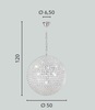 Immagine aggiuntiva di Lampadario grande effetto scenico 50cm a sfera con cristalli incastonati in m