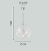 Immagine aggiuntiva di Lampadario a sfera con cristalli incastonati in maglia metallica  42311