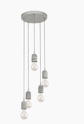 Lampadario 5 luci cemento grezzo lampadina a vista 95524 SILVARES EGLO