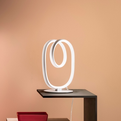 Lampada da tavolo LED bianca comodino dimmerabile linee fluide a ghirigoro dimmerabile luce soffusa 