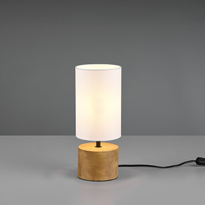 Lampada tavolo base begno chiaro paralume bianco LUCI LEGNO