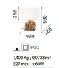 Misure di Lampada grande con paralume rettangolare e base con legnetti naturali SNELL TL1 BIG I