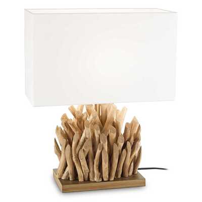 Lampada grande con paralume rettangolare e base con legnetti naturali SNELL TL1 BIG IDEAL LUX