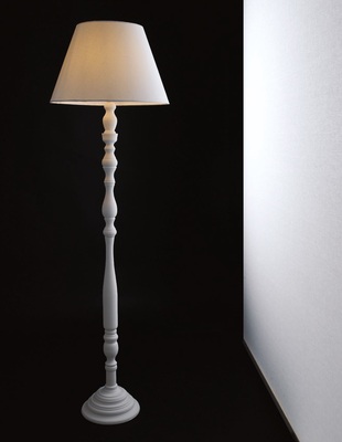 Piantana bianca delicata in legno tornito stile contemporaneo shabby classico minimal LUCI