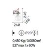 Misure Applique E27 lampadina a vista ambienti minimal RADIO AP1 IDEAL LUX