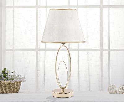 Originale lampada da tavolo grande con base metallo occhiello oro  40831