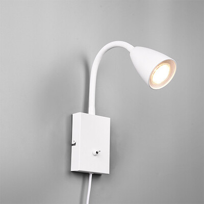 Applique braccetto flessibile bianco cavo interruttore e spina 41337 LUCI MODERNE