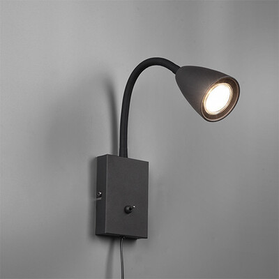 Applique con cavo alimentazione nero braccetto flessibile 41338 LUCI MODERNE