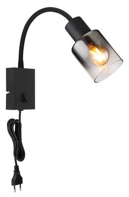 Applique a braccio flessibile vetro fum&egrave; con cavo interruttore e spina 54308W GLOBO LIGHTING