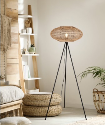 Piantana con paralume intrecciato in sisal naturale simil rattan 43157 HEDDA LUCI MODERNE
