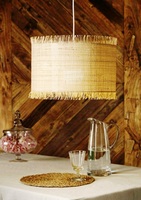 Sospensione lampadario a cilindro grezzo 40cm sfrangiato 43652 FRINGILLA LUCI MODERNE