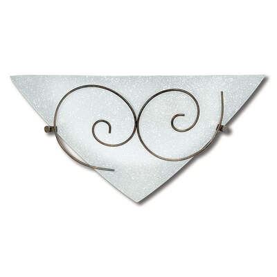 Applique triangolare rustica vetro con decoro metallo spirale ruggine 42279 LUCI CLASSICHE