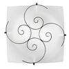 Plafoniera rustica vetro bianco decoro metallo spirale ruggine 40cm 42278 LUCI CLASSICHE