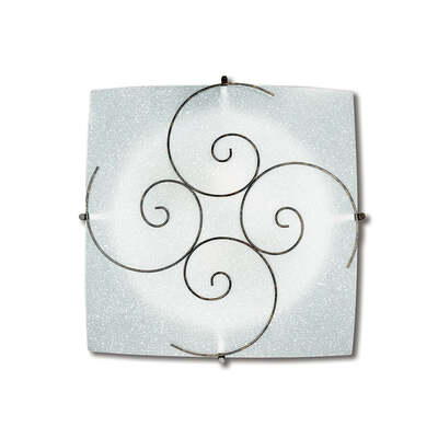 Plafoniera quadrata 30cm vetro decoro spirale metallo ruggine 42277 LUCI CLASSICHE