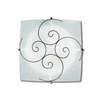 Plafoniera quadrata 30cm vetro decoro spirale metallo ruggine 42277 LUCI CLASSICHE