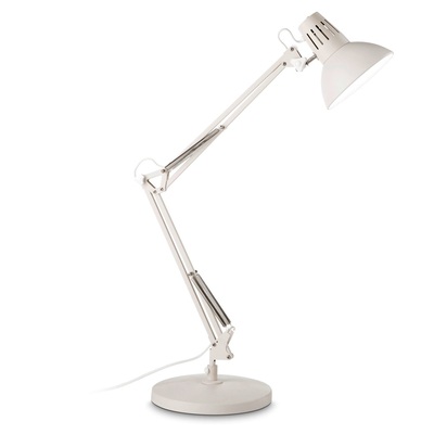 Lampada tecnica da scrivania bianca - Design funzionale e orientabile WALLY TL1 TOTAL WHITE IDEAL LU