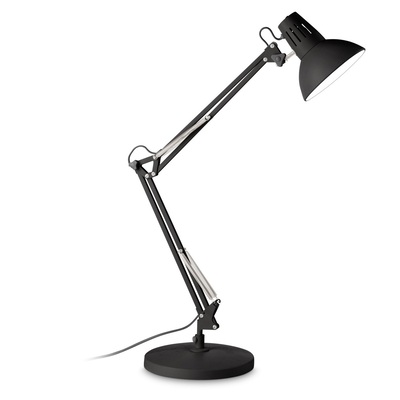 Lampada nera opaca con braccio snodato - Eleganza tecnica per ogni ambiente WALLY TL1 TOTAL BLACK ID