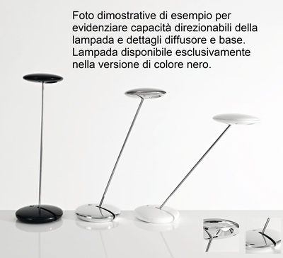 Lampada a led scrivania e comodino nera design pulito asta dritta FANCY PLATINLUX