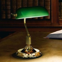 Lampada tavolo ministeriale vintage ottone vetro verde LAWYER TL1 OTTONE IDEAL LUX
