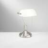Lampada scrivania old style ministeriale vetro bianco base nickel  43696