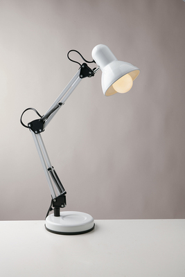 Lampada da tavolo con base e morsetto a braccio orientabile bianca per ripiani 39820 LUCI MODERNE