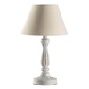 Seconda foto Lampada da tavolo base legno bianco shabby paralume beige alta 35 d.20