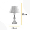 Terza foto Lampada da tavolo base legno bianco shabby paralume beige alta 35 d.20