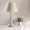Lampada da tavolo base legno bianco shabby paralume beige alta 35 d.20 41224 LUCI E COLORI