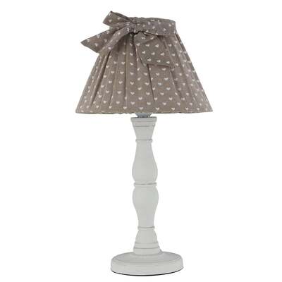 Lampada tavolo shabby paralume tortora decoro cuori 41cm  42326