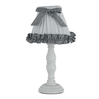 Lampada tavolo shabby paralume rouche grigia 34cm  42323