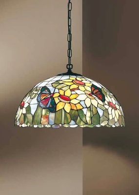 Lampadario a sospensione Tiffany decoro fiori colorati 45cm 1xE27  43963