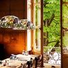 Lampadario Tiffany tessere di colore illuminate fiori e farfalle in vetro colorato 55cm 3 luci  4396 - foto 4