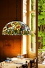 Lampadario Tiffany tessere di colore illuminate fiori e farfalle in vetro colorato 55cm 3 luci  4396