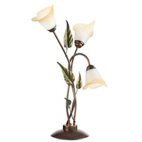 Lampada da tavolo 3 luci classica decoro foglie vetro calla sfumato ambra CALLA AMBRA L3