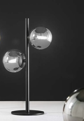 Lampada da tavolo nera doppia sfera design vetro fume 41865 COLORI E LUCI