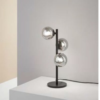 Lampada da tavolo design particolare 3 sfere fum&egrave; su base nera PERLAGE TL3 FUME IDEAL LUX