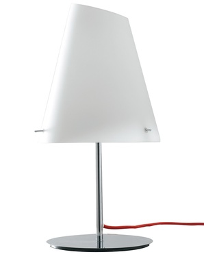 Lampada da tavolo grande cromata vetro bianco trapezio 31x65cm 41951 LUCI MODERNE