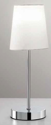 Lampada tavolo moderna base cromata paralume bianco snella e alta 37cm 6506BI PERENZ