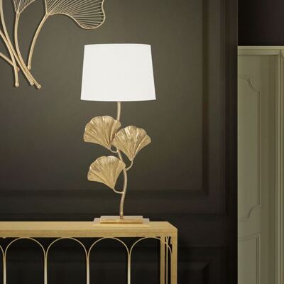 Lampada tavolo grande alta 81cm ginkgo biloba oro  40840
